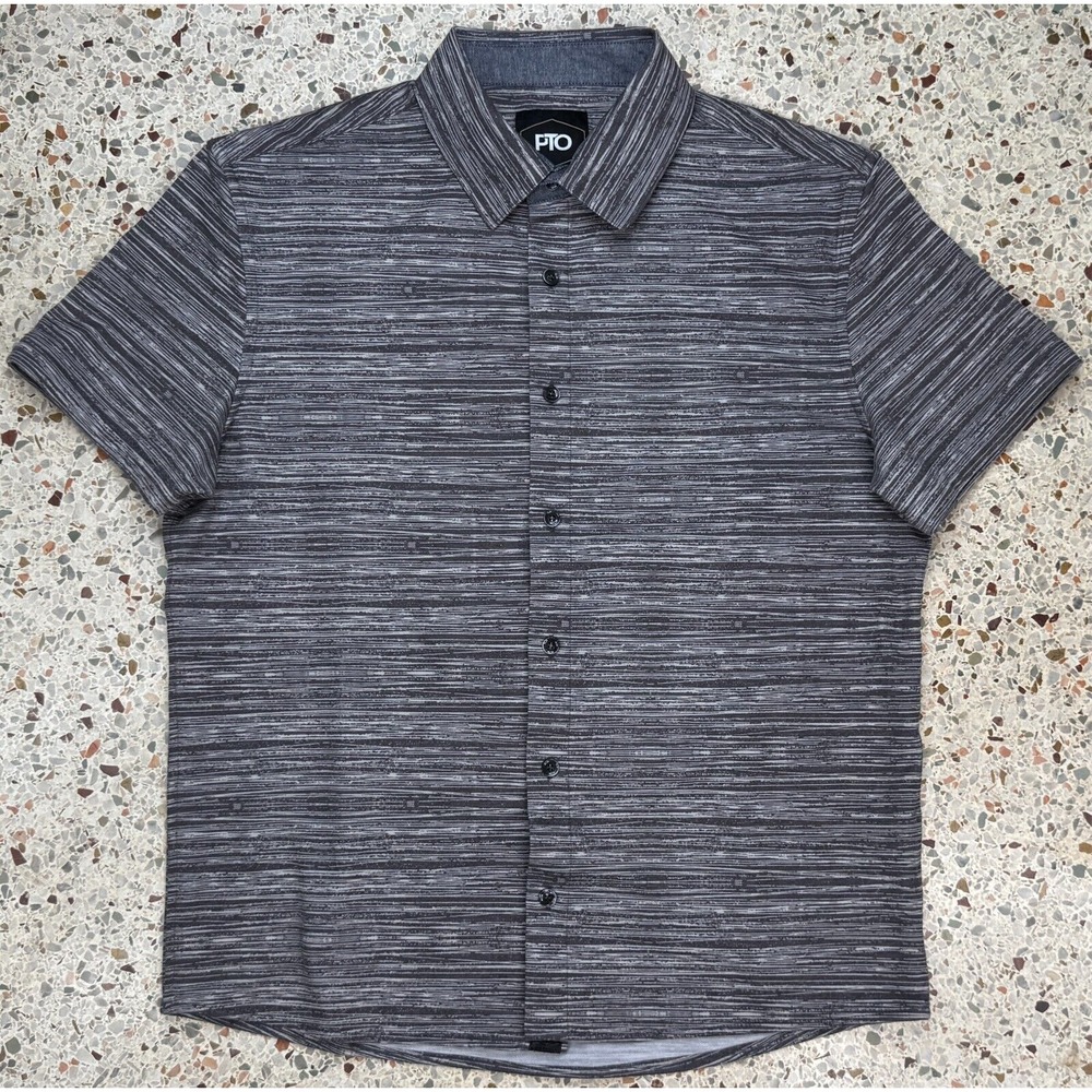 PTO Men's Button Up Short‎ Sleeve Shirt Size Small